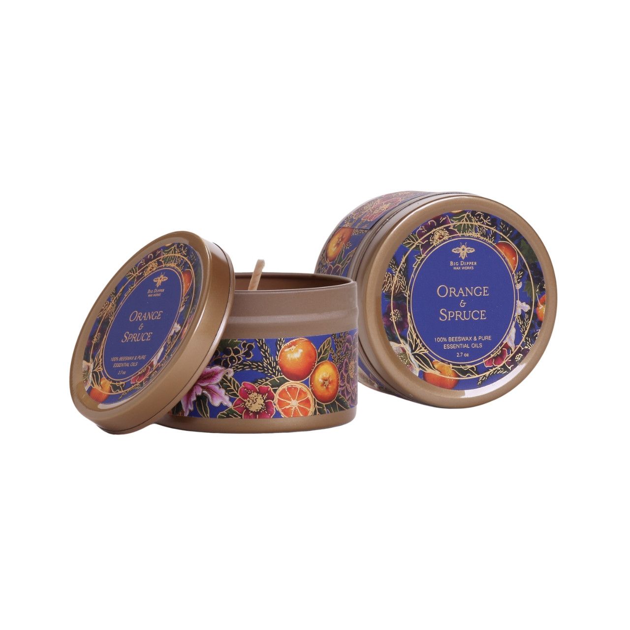 Tin Candles – Pure Beeswax – Winter Garden Collection - Orange Spruce