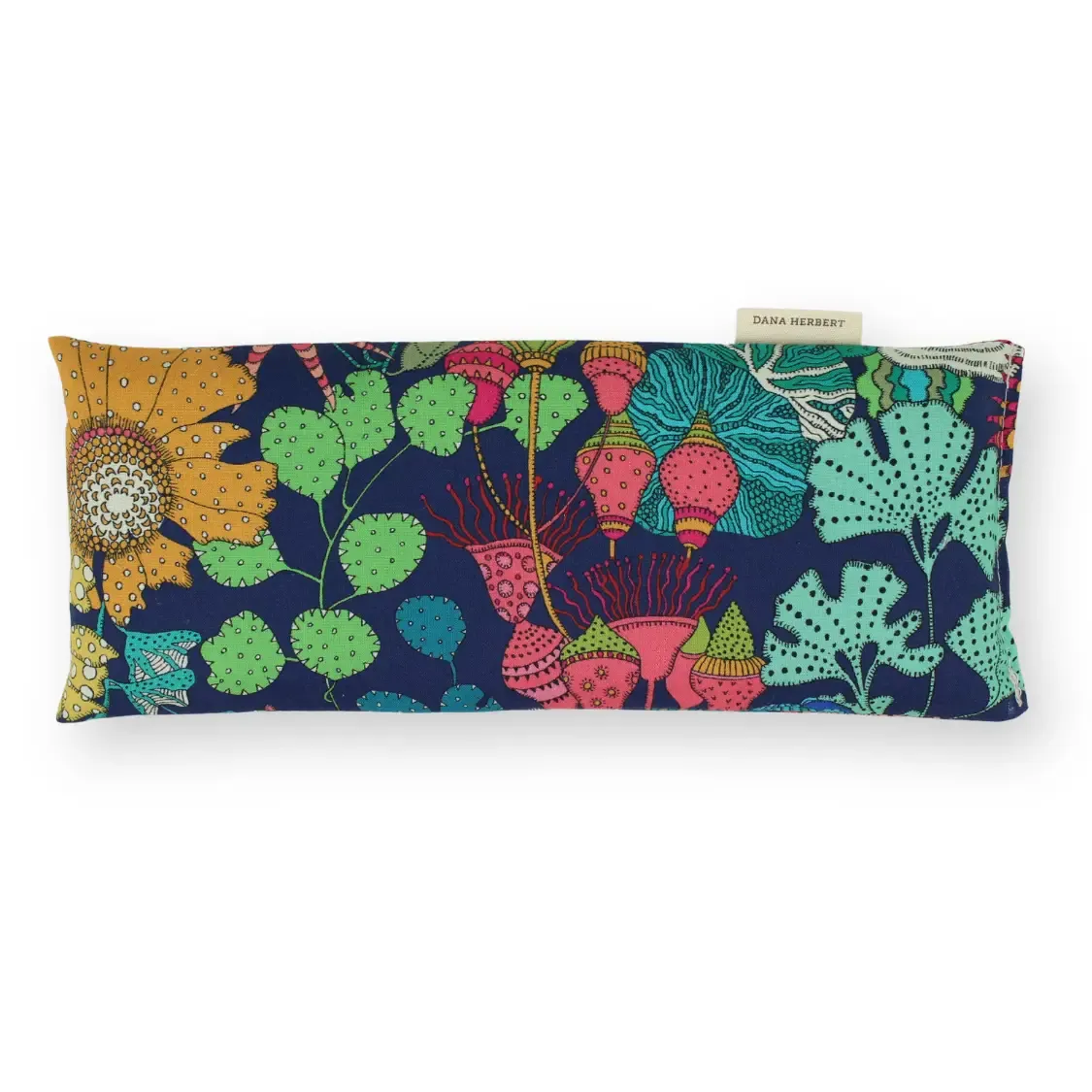 Eye Pillow - 463 | Gold and Aqua Garden on Navy Lavender