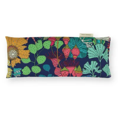 Eye Pillow - 463 | Gold and Aqua Garden on Navy Lavender