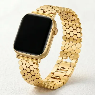 Golden Honeycomb Luxury Apple Watch Strap