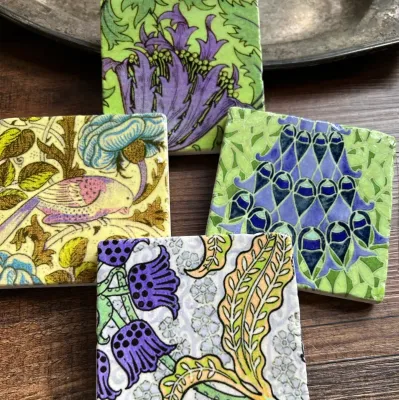 Purple Spring Floral Stone Coaster