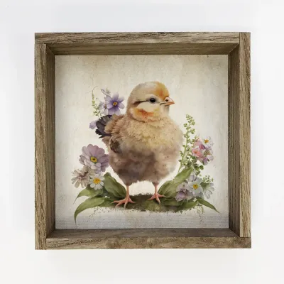 Vintage Chick Flowers 6x6" Mini Canvas Art with Wood Box Frame