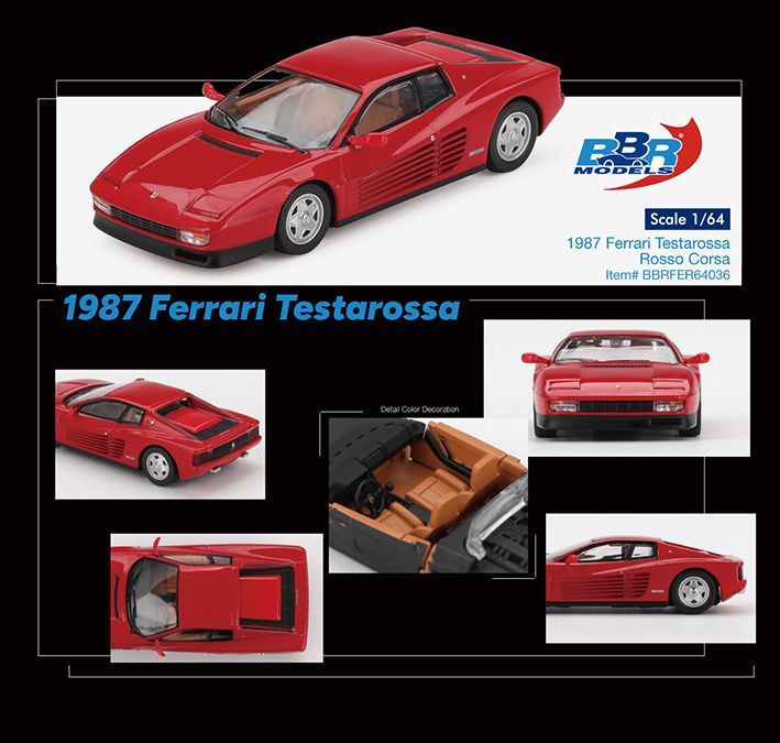 (Preorder) BBR Models 1987 Ferrari Testarossa Rosso Corsa