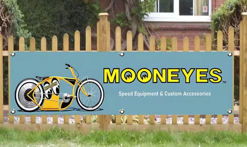 Mooneyes Speed Equipment Banner Flag Yellow Motorcycle 240x60cm
