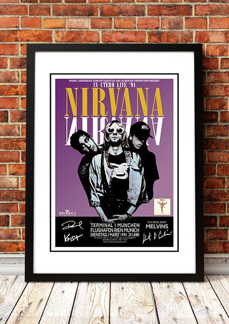 Signed NIRVANA (Last Ever Show) 'Munich' Concert Poster 1994 Signed NIRVANA (Last Ever Show) 'Munich' Concert Poster 1994