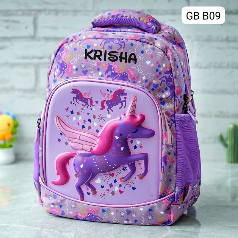 Customized Unicorn Themed Purple Hard Shell School Bag (17 inches)