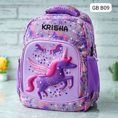 Customized Unicorn Themed Purple Hard Shell School Bag (17 inches)