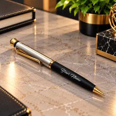 Black Silver Monarch Personalized Pen