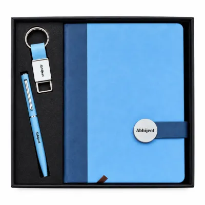 Personalized Executive Slate Diary, Pen, Keychain Combo (Corporate Sky  Colour)