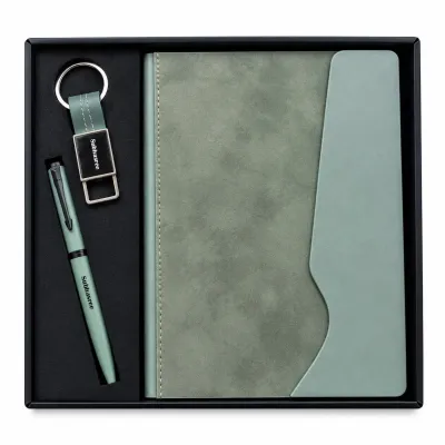 Personalized Urban Edge Diary, Pen, Keychain Combo (Pistachio Calm Colour)