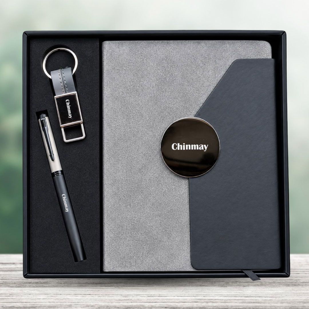 Personalized Director Diary, Pen, Keychain Combo (Slate Shadow Colour)