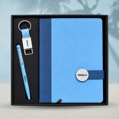 Personalized Executive Slate Diary, Pen, Keychain Combo (Corporate Sky  Colour)