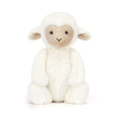 Jellycat Skipson Lamb Kuscheltier mit weißem, strukturiertem Fell und sanftem Gesicht, 31 cm, Ansicht von vorne