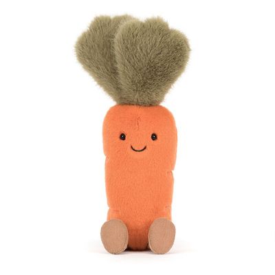Karotte Amuseables Carrot - Foodie Fun Jellycat Amuseable Carrot Plüsch Karotte orange mit grünen Blättern und Kordfüßen von vorne