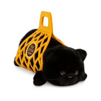 Katze Milo the Black Cat - Orange Toys Orange Toys Katze Milo 35 cm kleines Kissen Kuscheltier schwarz mit Tragetasche von vorne