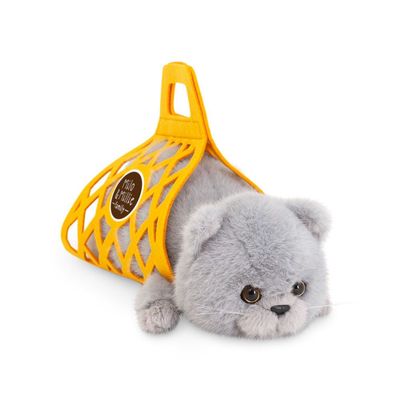 Orange Toys Katze Milo 35 cm kleines Kissen Kuscheltier grau mit Tragetasche von vorne