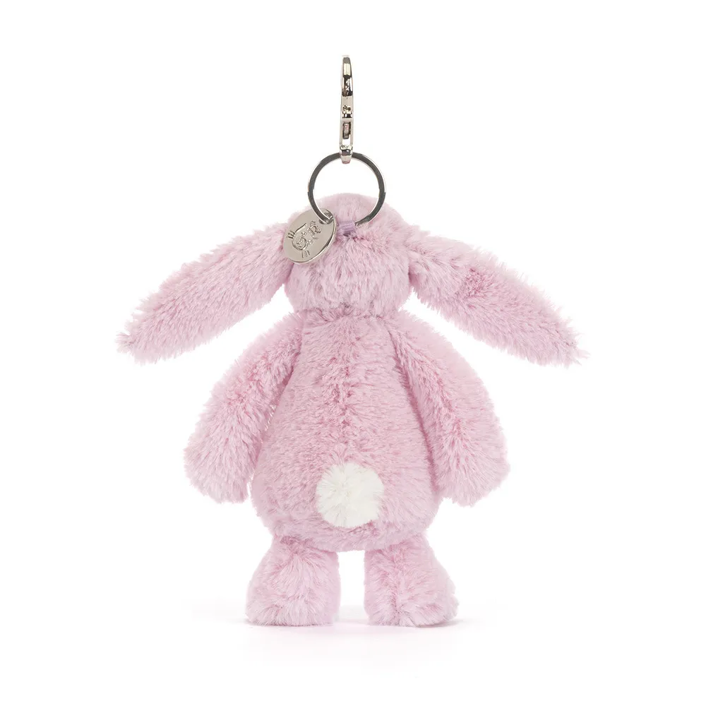 Jellycat Bashful Bunny Taschenanhänger kleiner Plüschhase mit silbernem Clip Vorderansicht