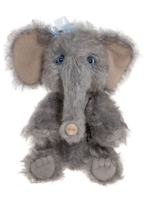 CHARLIE BEARS Elefant Bubbles Charlie Bears Elefantenmädchen Isabelle Collection exklusiver Mohair Elefant silbergraues Fell große Ohren Halskette