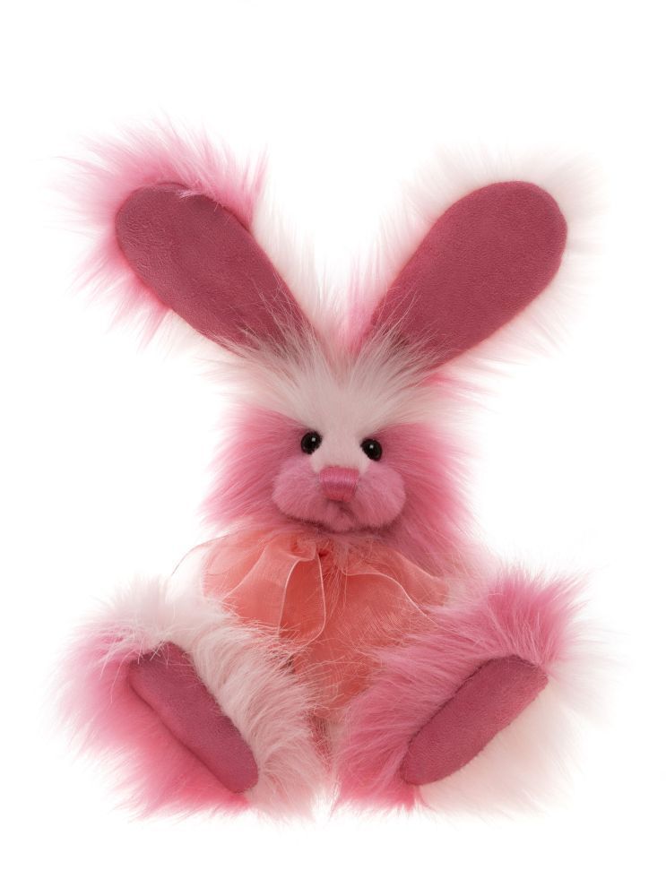 CHARLIE BEARS Hase Pinkerton Charlie Bears Pinkerton rosa Plüsch Hase Schlappohren handgestickte Nase beweglicher Sammlerhase Kaninchen Deko