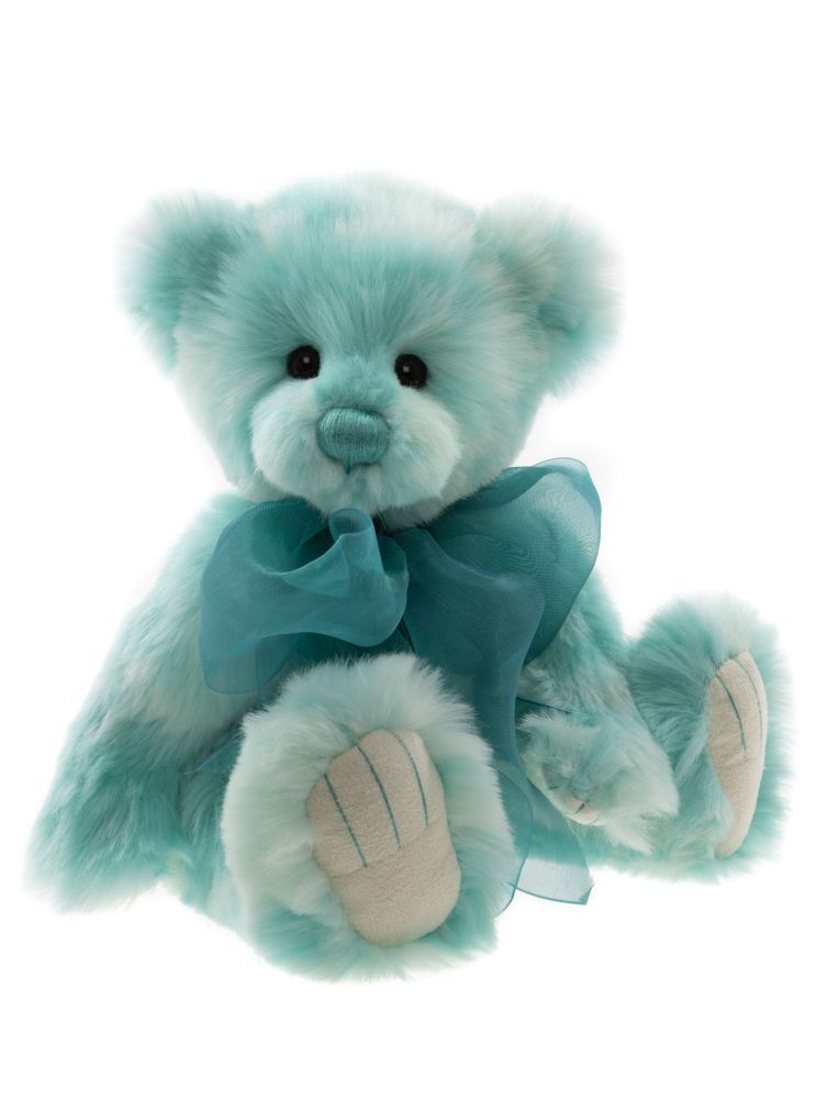 CHARLIE BEARS Bär Kendal Charlie Bears Kendal türkis cremefarbener Plüschbär 23 cm groß handgestickte Nase beweglicher Sammlerbär