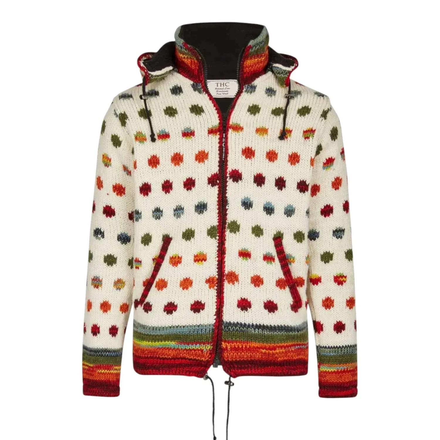 Unisex Strickjacke DOTS - handgestrickt aus Nepal - Fair Trade