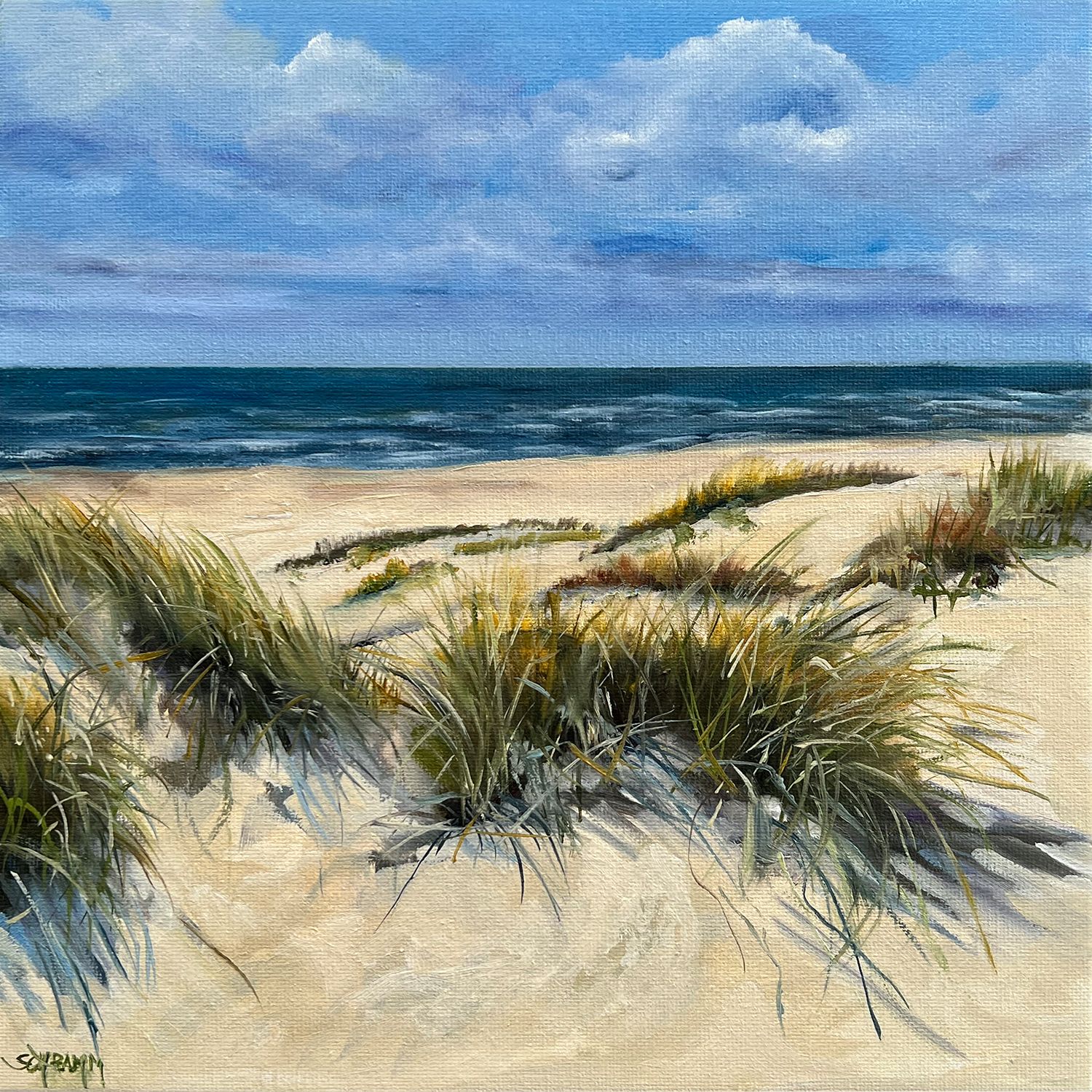Sylt Dünen & Meer Original Gemälde 25x25 cm