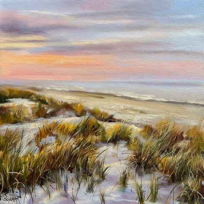 Sylt Dünen & Meer Original Gemälde 25x25 cm