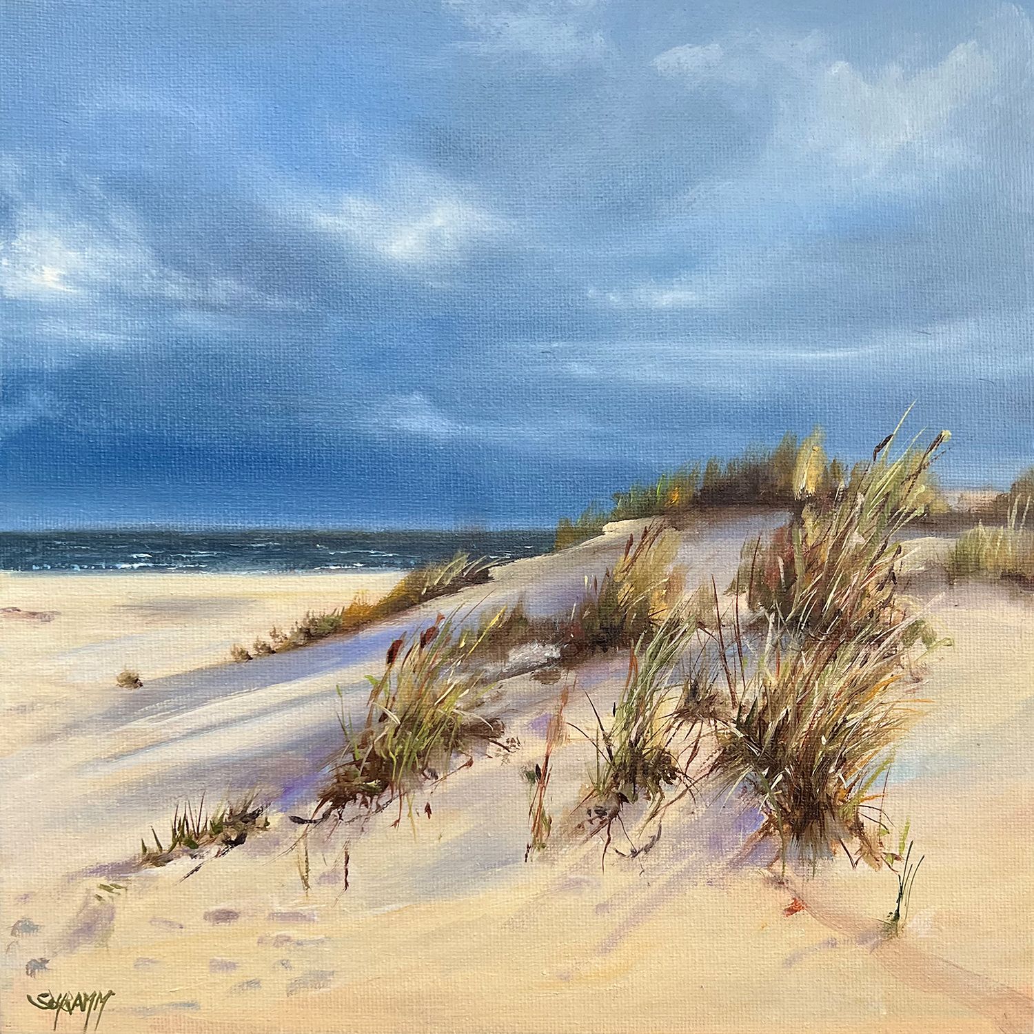 Sylt Dünen & Meer Original Gemälde 25x25 cm