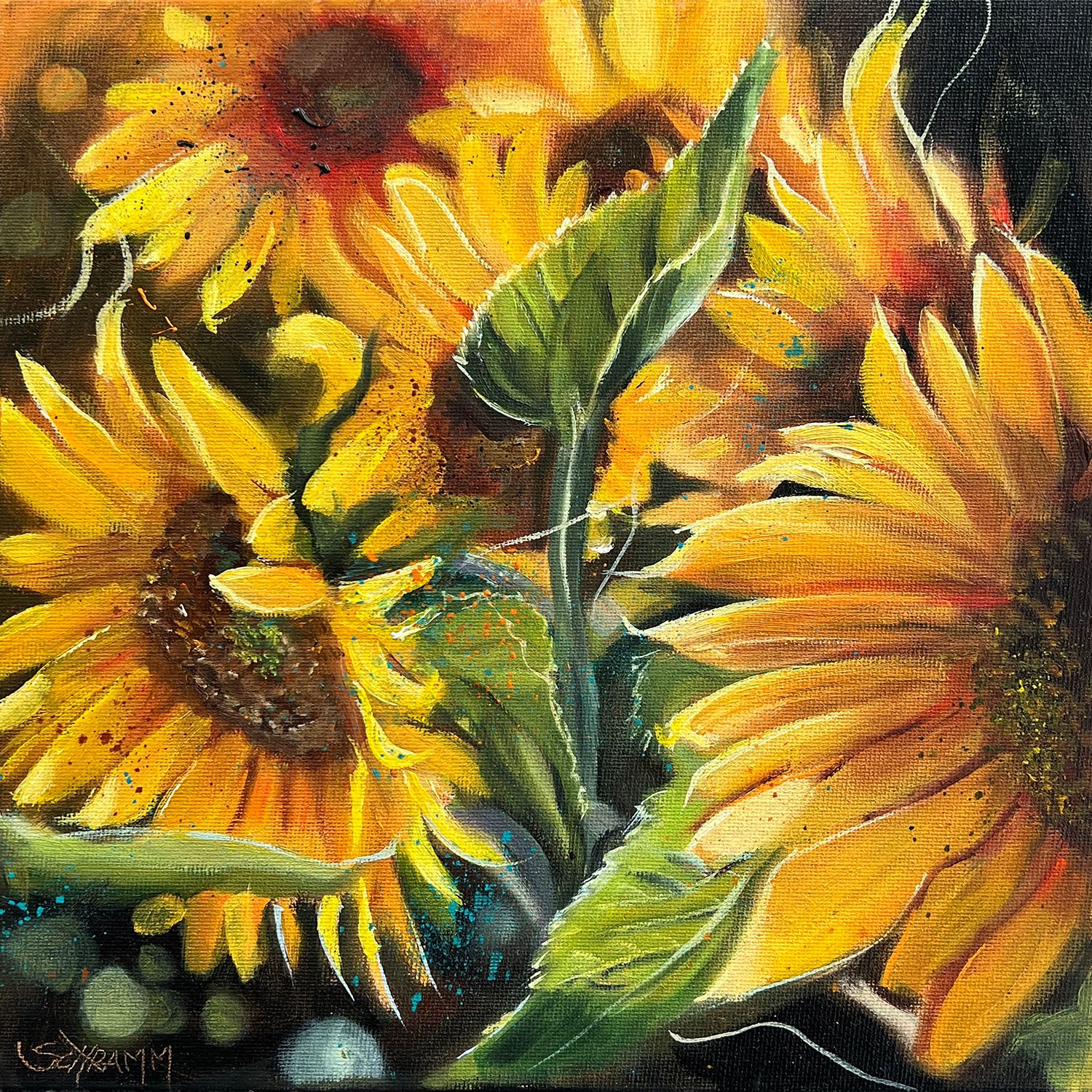 Sonnenblumen Original Gemälde 25x25 cm