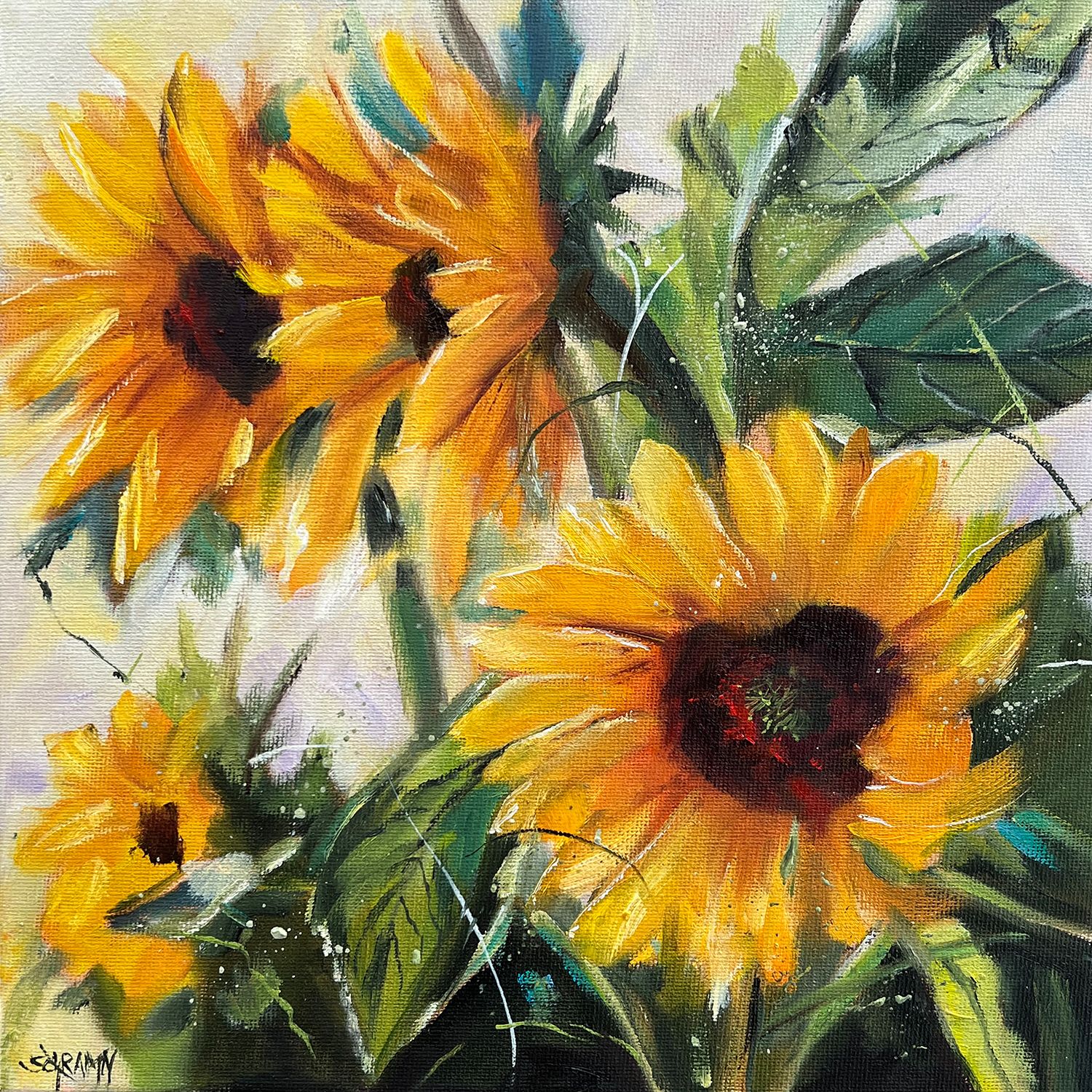 Sonnenblumen Original Gemälde 25x25 cm