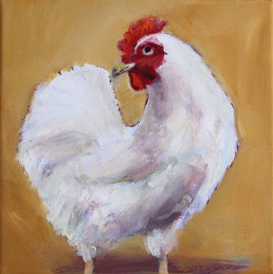 Huhn Original Gemälde Bild 20x20 cm