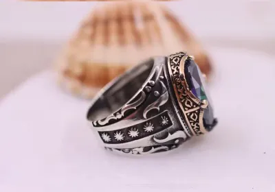 Handmade Men’s Statement Ring with Mystic Topaz – Solid 925 Sterling Silver