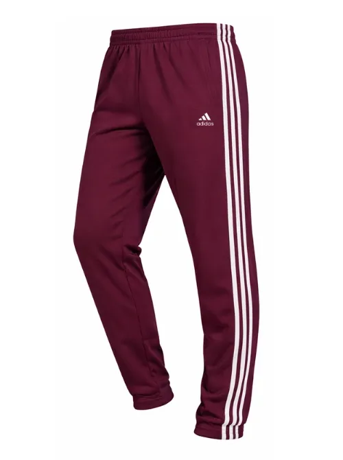 Adidas Solid &amp; Casual Men TrackPants Wine With White Stripes