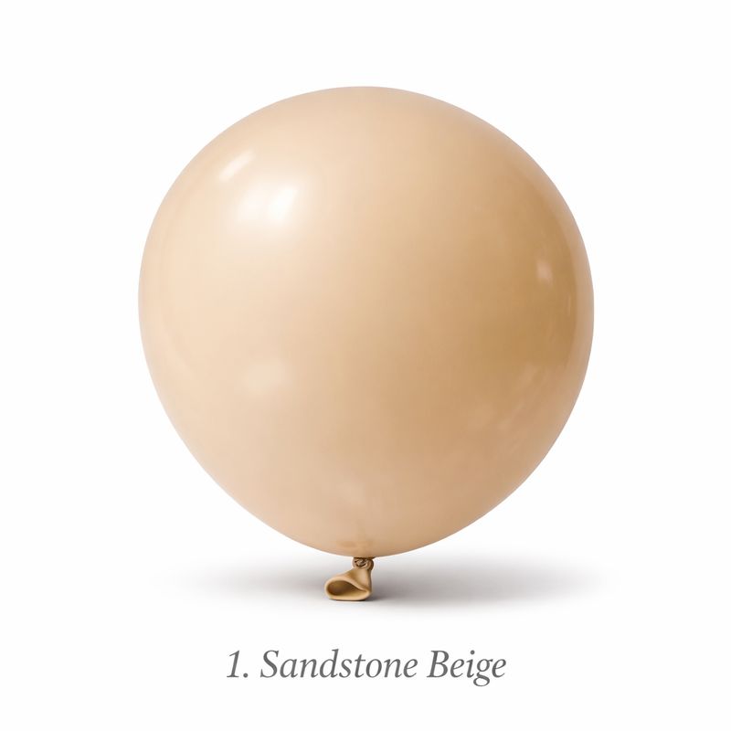 Sandstone Beige soft neutral balloon centred on white background with soft shadow and glossy latex finish