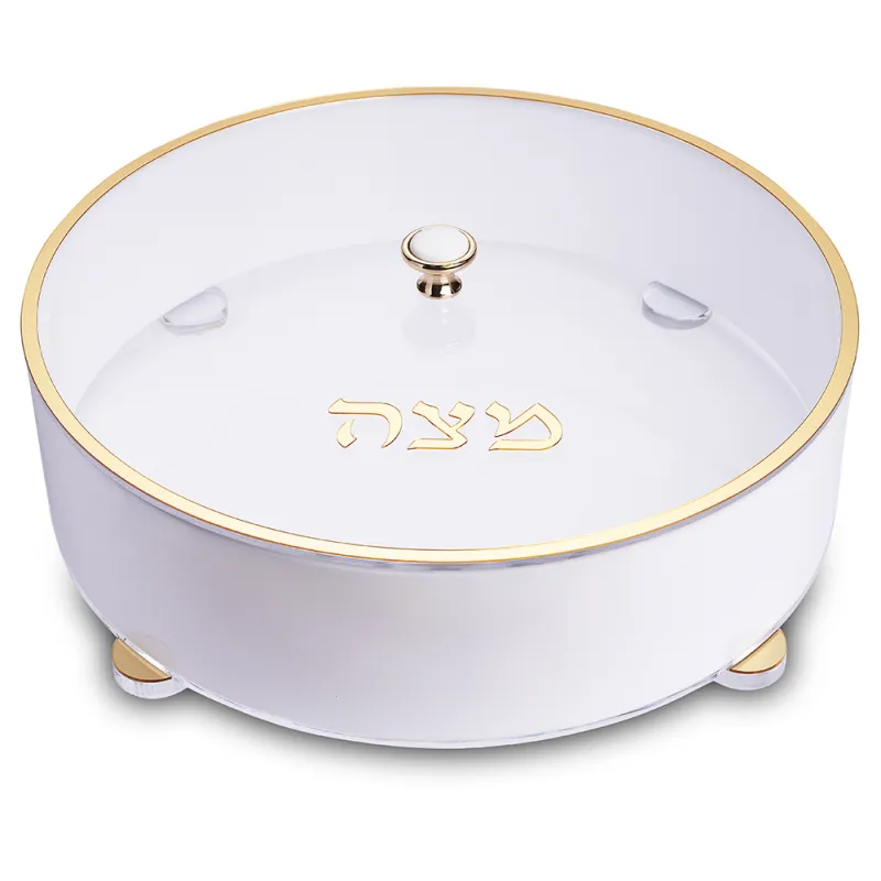 Caja de matza redonda con detalle dorado 40 cm