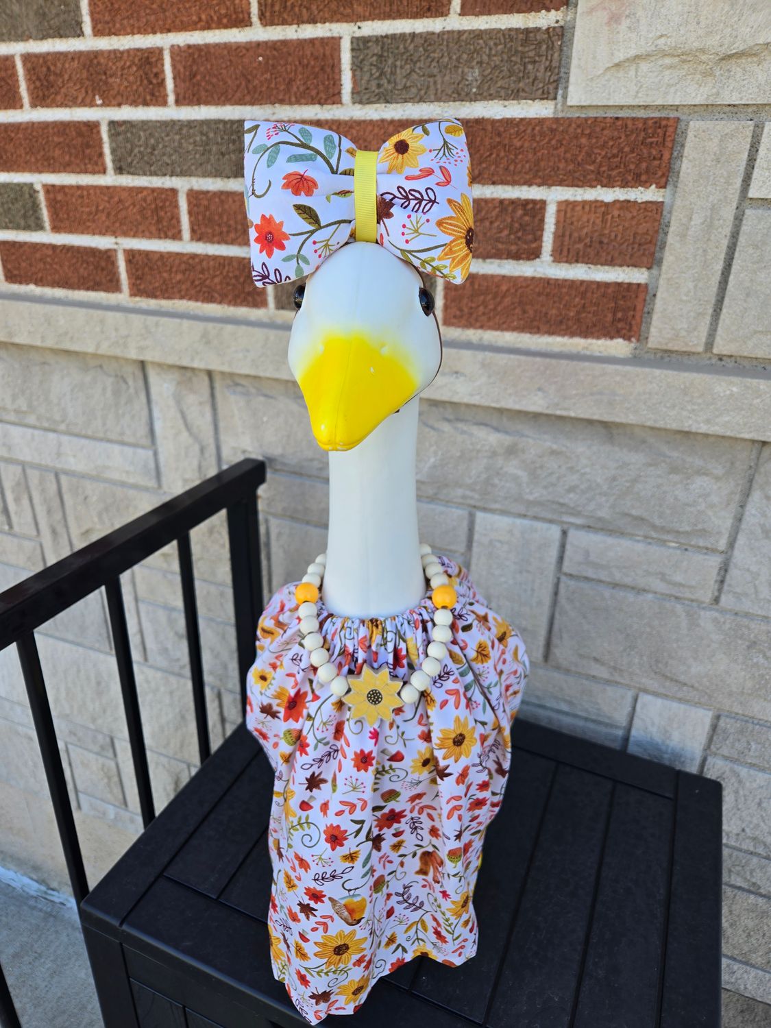 23" porch goose dress and bow sunflower print