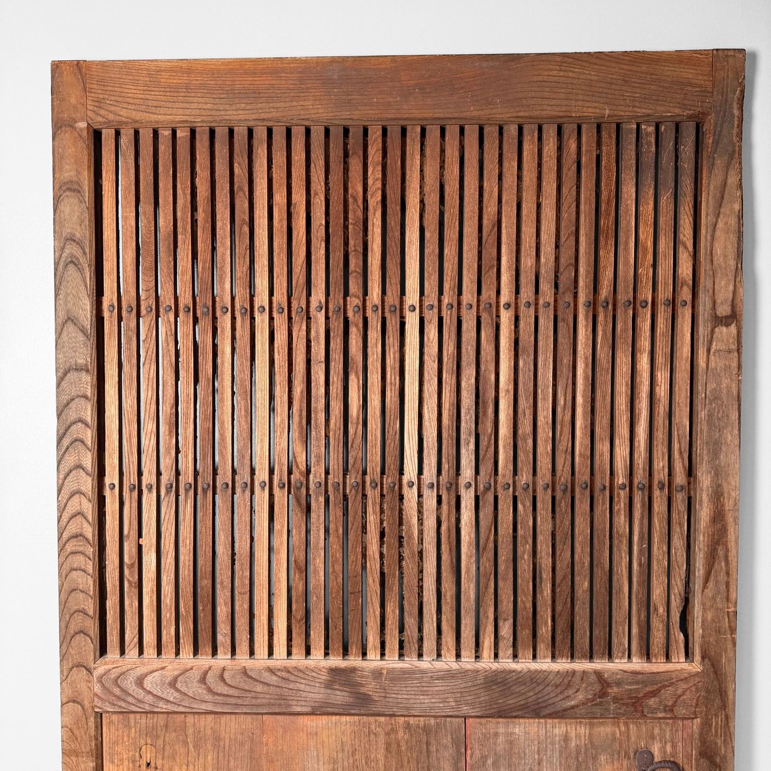 Antieke Japanse Houten Rolddeur, Authentiek Wandpaneel, 1890s