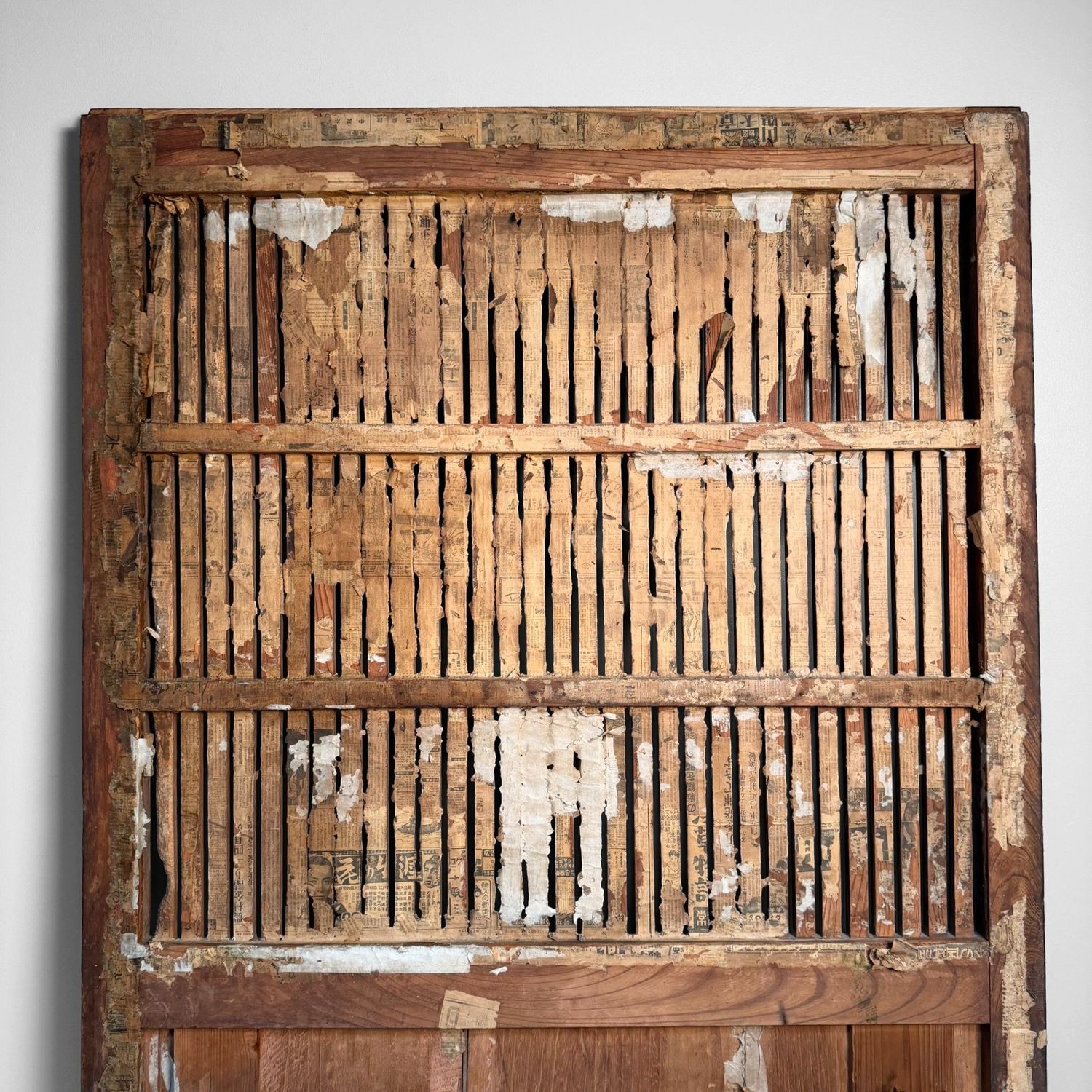 Antieke Japanse Houten Rolddeur, Authentiek Wandpaneel, 1890s
