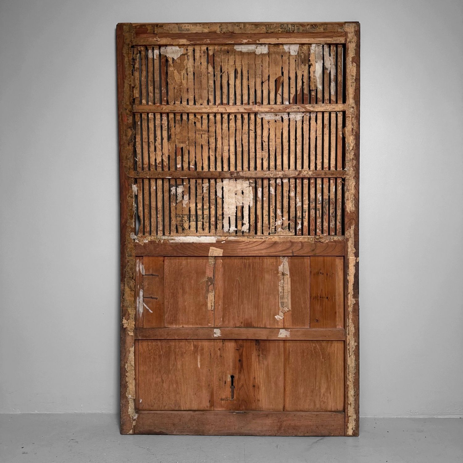 Antieke Japanse Houten Rolddeur, Authentiek Wandpaneel, 1890s