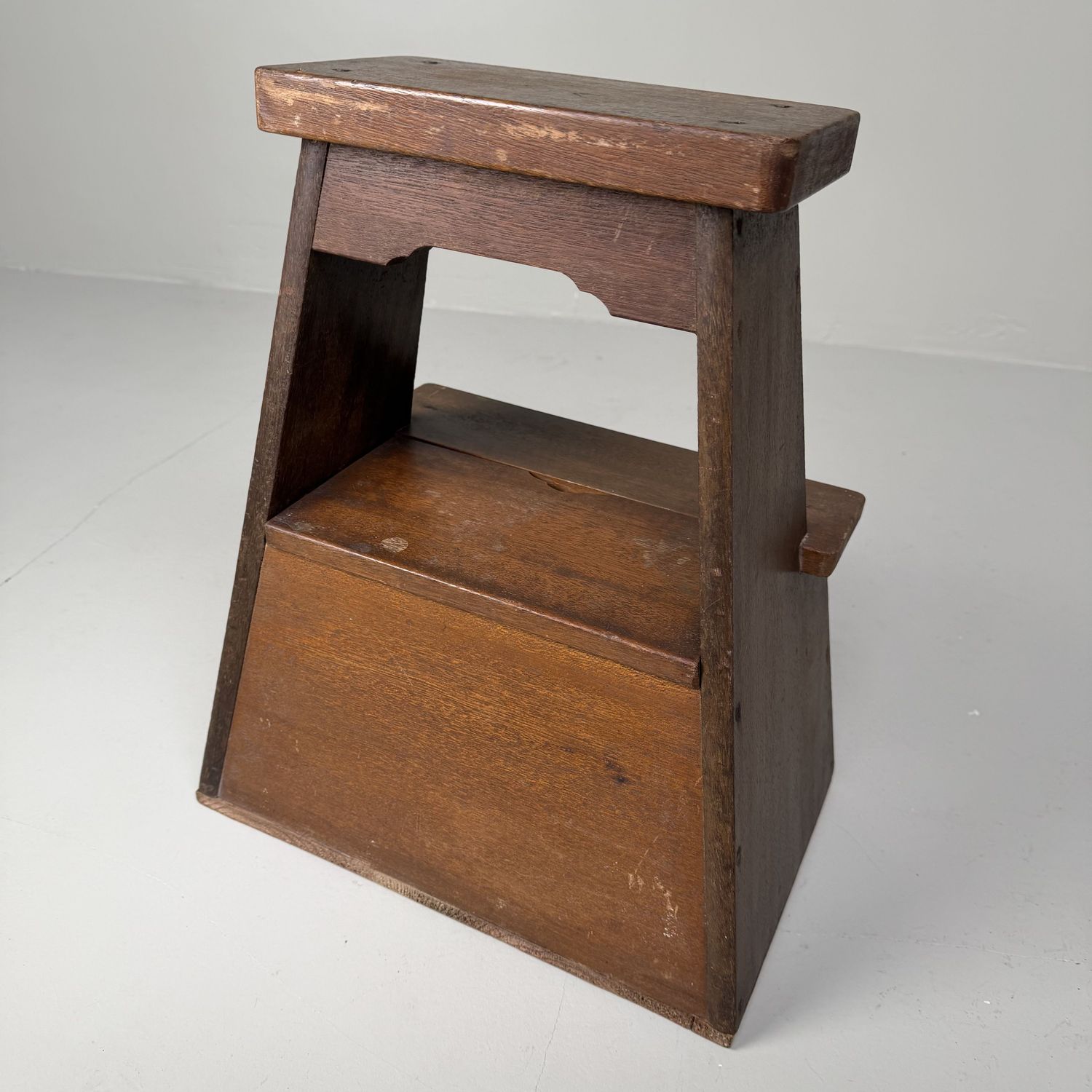 Vintage Japanese Wooden Fumidai Step Stool with Storage Compartment, 1950s