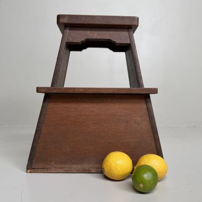 Vintage Japanse Houten Fumidai Opstapje met Opbergvak, 1950s