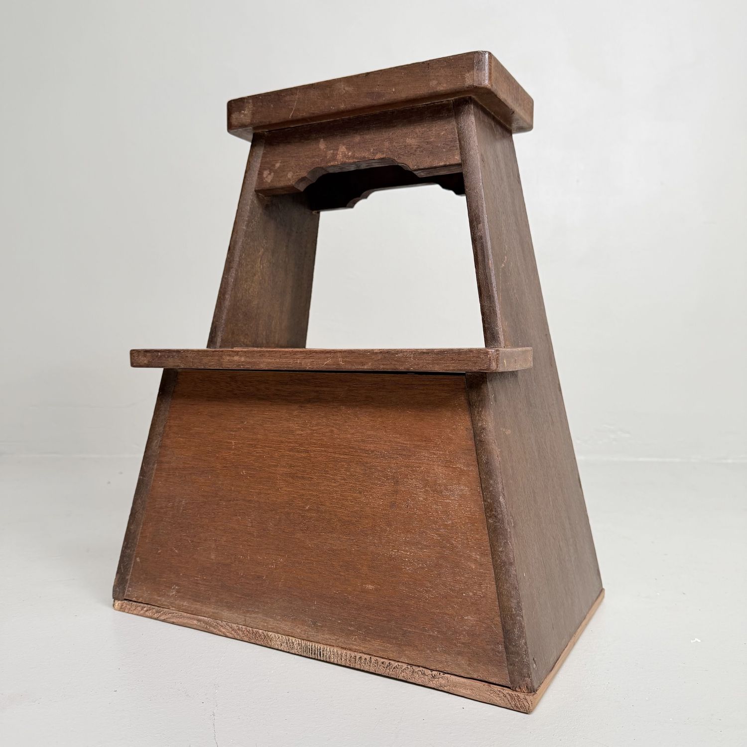 Vintage Japanese Wooden Fumidai Step Stool with Storage Compartment, 1950s