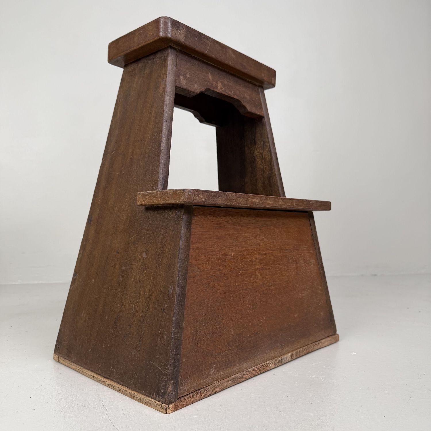 Vintage Japanese Wooden Fumidai Step Stool with Storage Compartment, 1950s