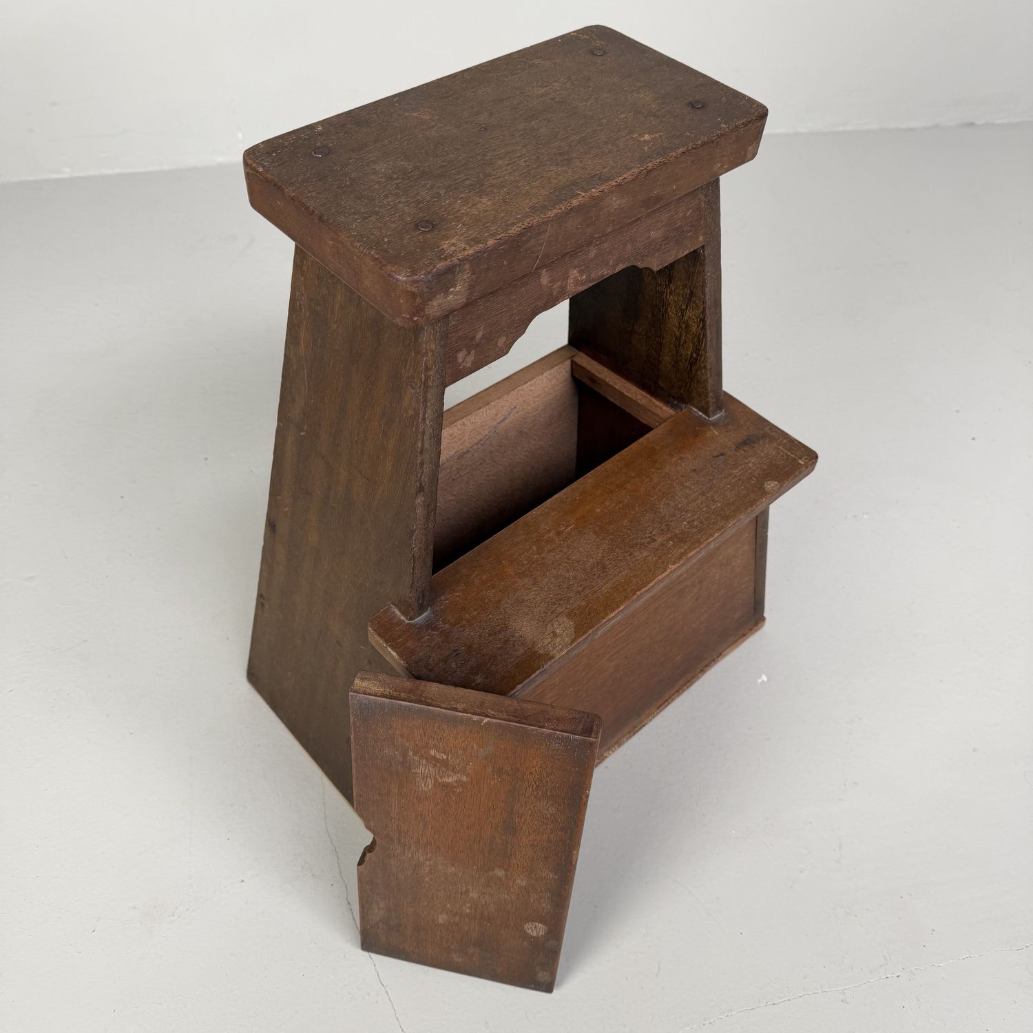 Vintage Japanese Wooden Fumidai Step Stool with Storage Compartment, 1950s
