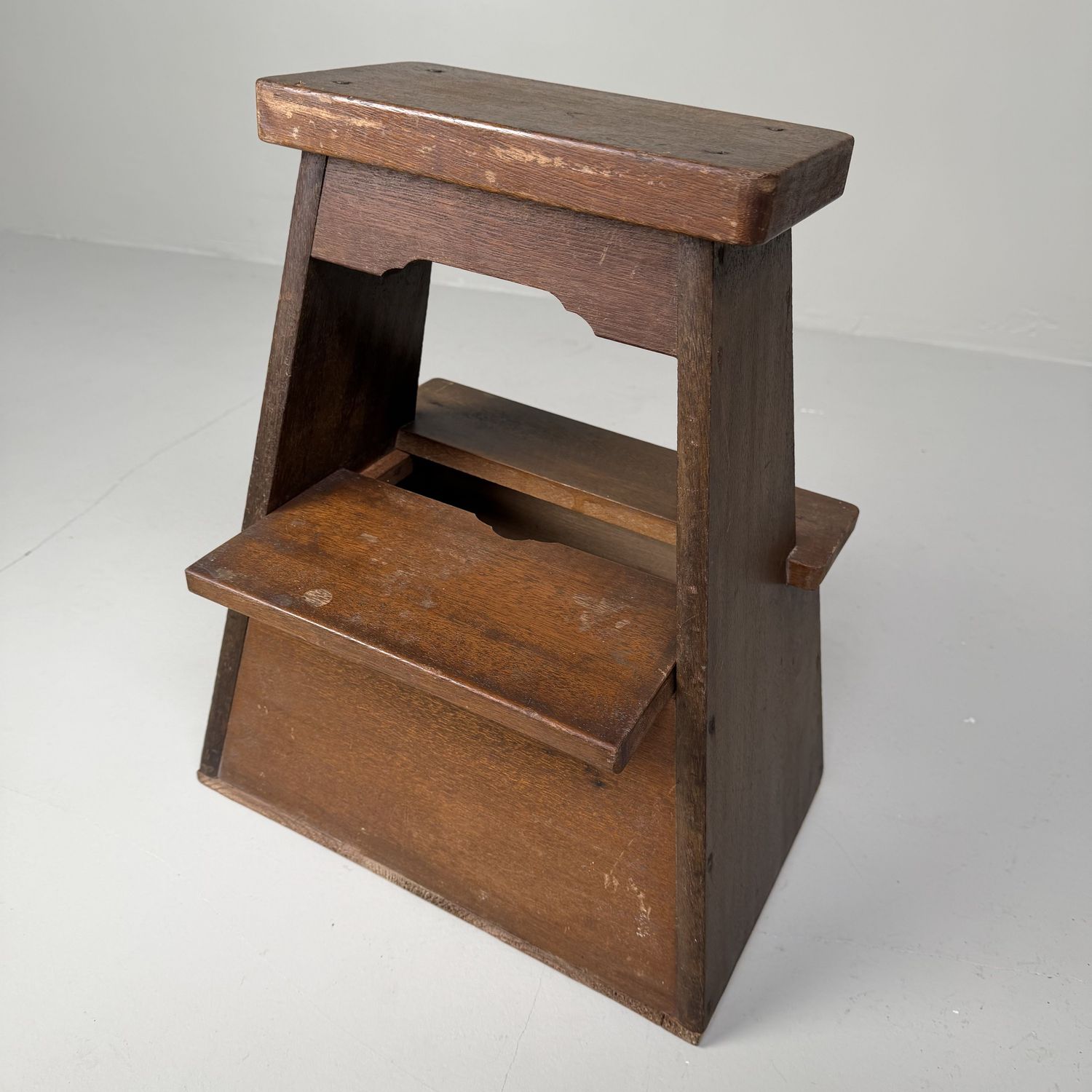 Vintage Japanese Wooden Fumidai Step Stool with Storage Compartment, 1950s