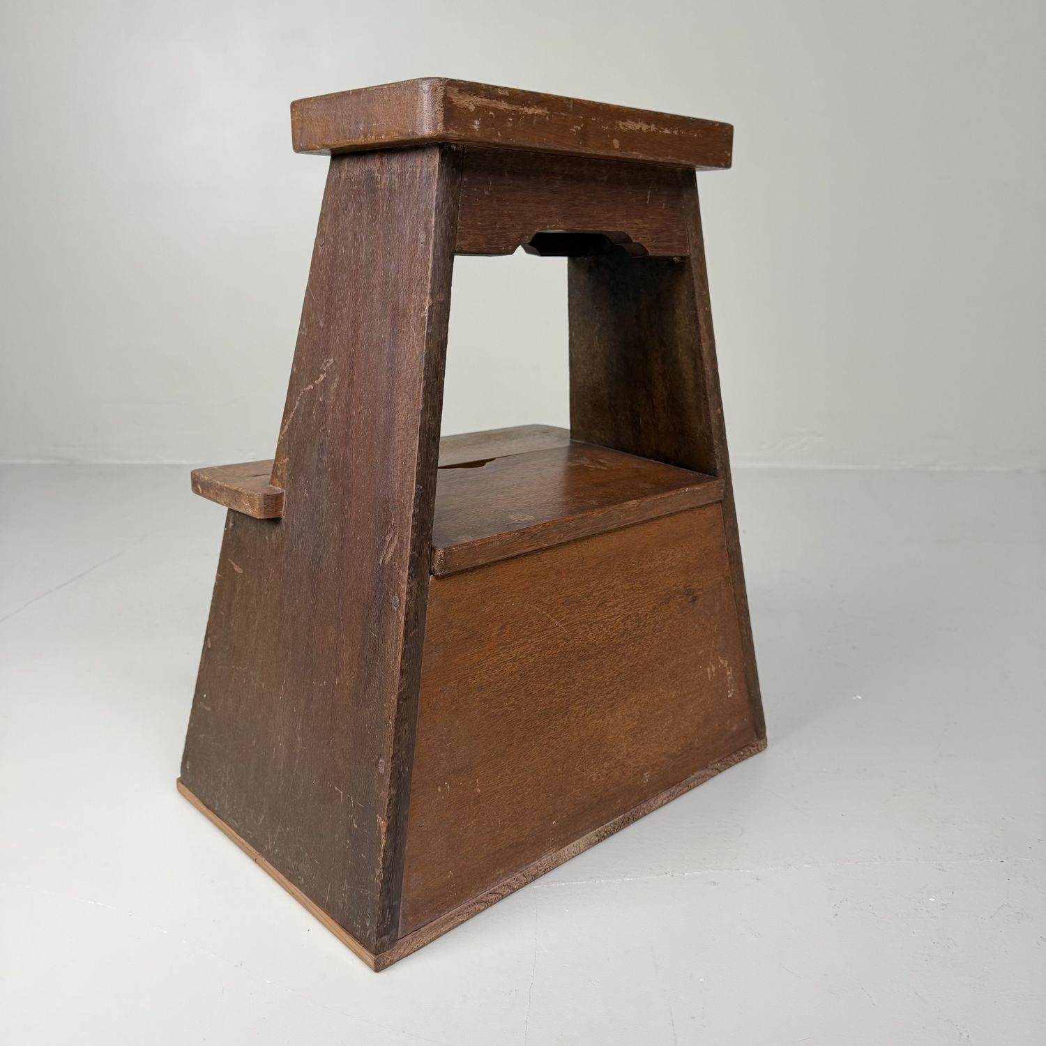 Vintage Japanese Wooden Fumidai Step Stool with Storage Compartment, 1950s