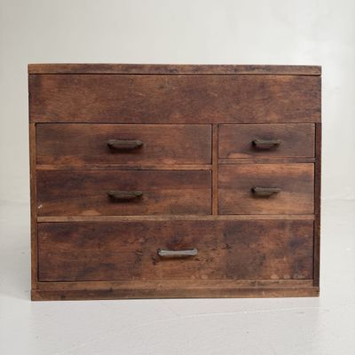 Japanese Writer’s Cabinet with Five Drawers and Top Compartment, 1920s