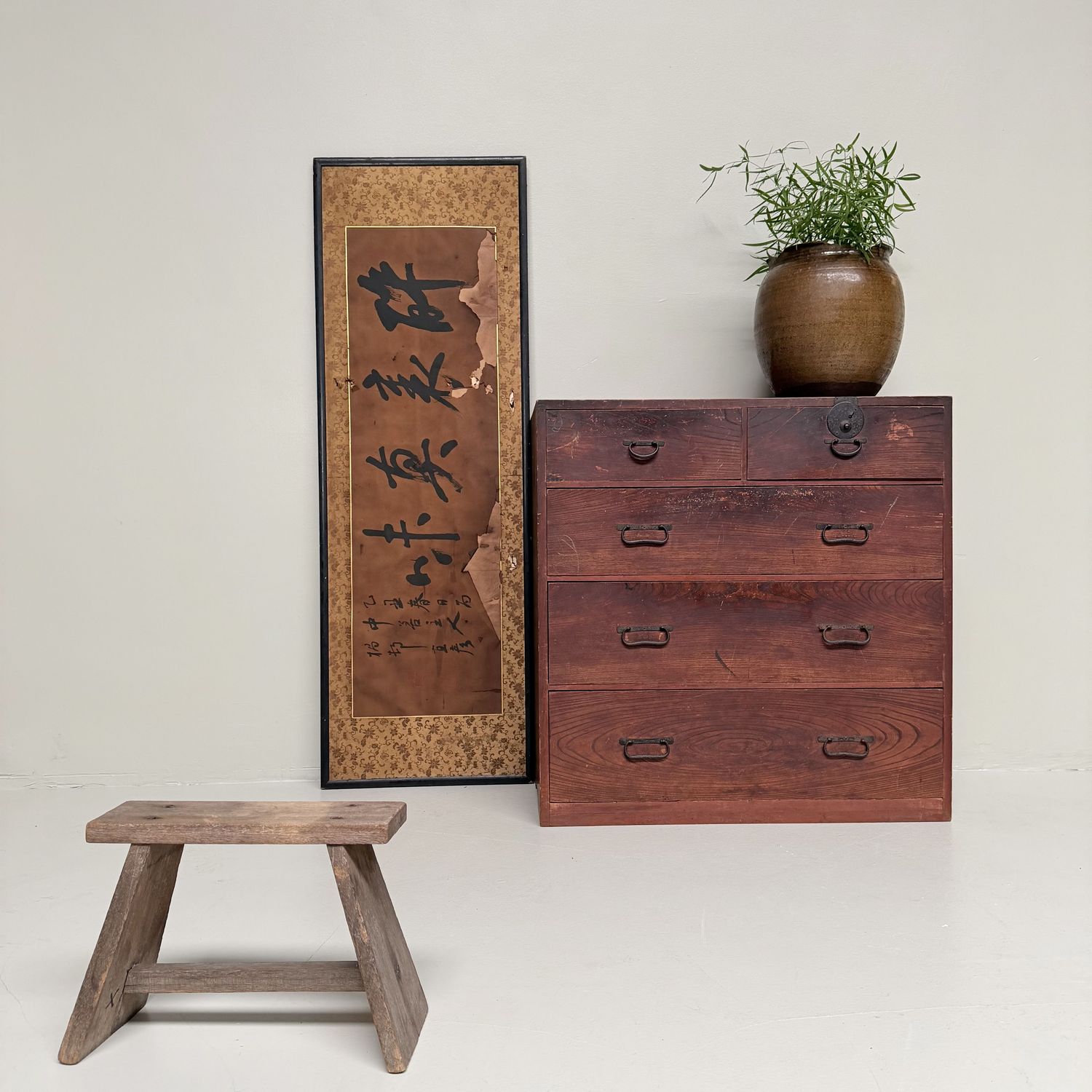 Authentic Japanese Tansu, Storage Chest with Five Drawers – 1900s Authentic Japanese Tansu, Storage Chest with Five Drawers – 1900s
