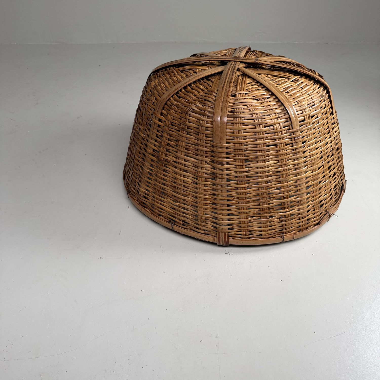 Large Japanese Bamboo Basket, Kagobakari, 1950s Large Japanese Bamboo Basket, Kagobakari, 1950s