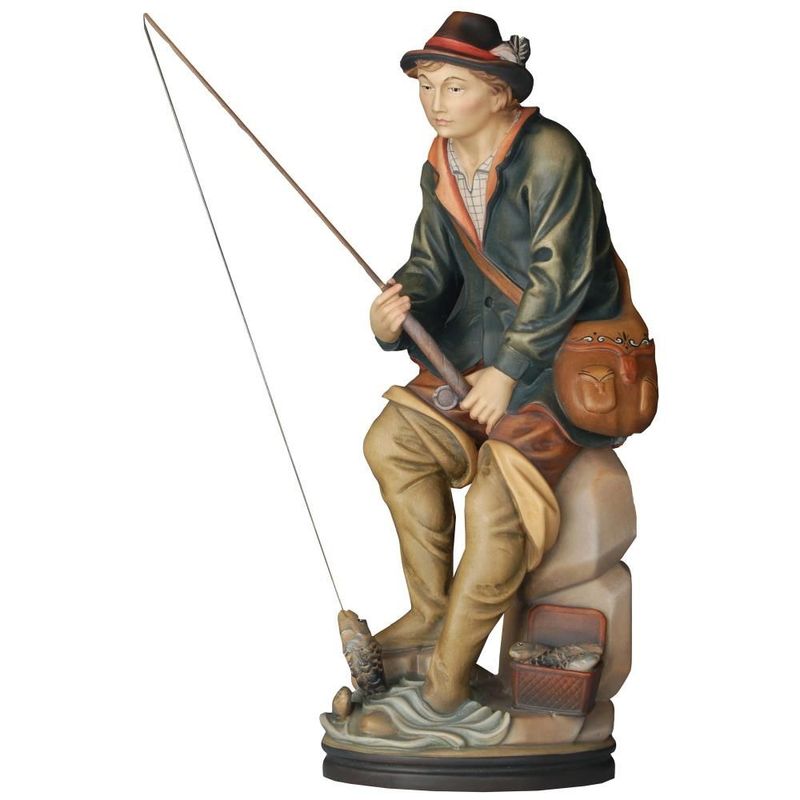 Statue de pêcheur en bois
